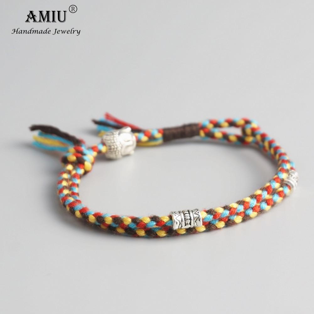 Tibetan Buddhist Lucky Woven Amulet Tibet Cord Bracelets & Bangles For Women Men Handmade Rope Buddha Anklet Bracelet