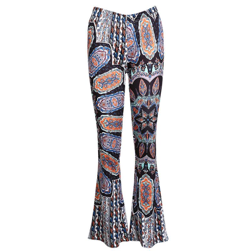 Bohemian Style Wide Leg Elastic Stretch Flare Pants