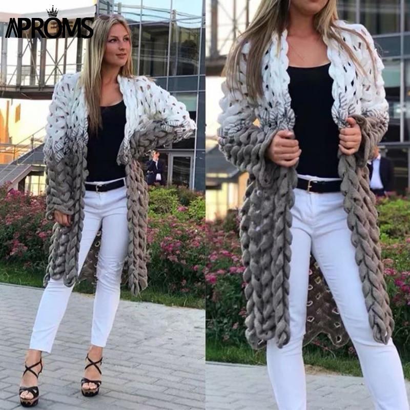 White Gray Patchwork Knitted Cardigan Women Elegant Hollow Out Long Sleeve Christmas Sweater Winter Fashion Outwear Coat