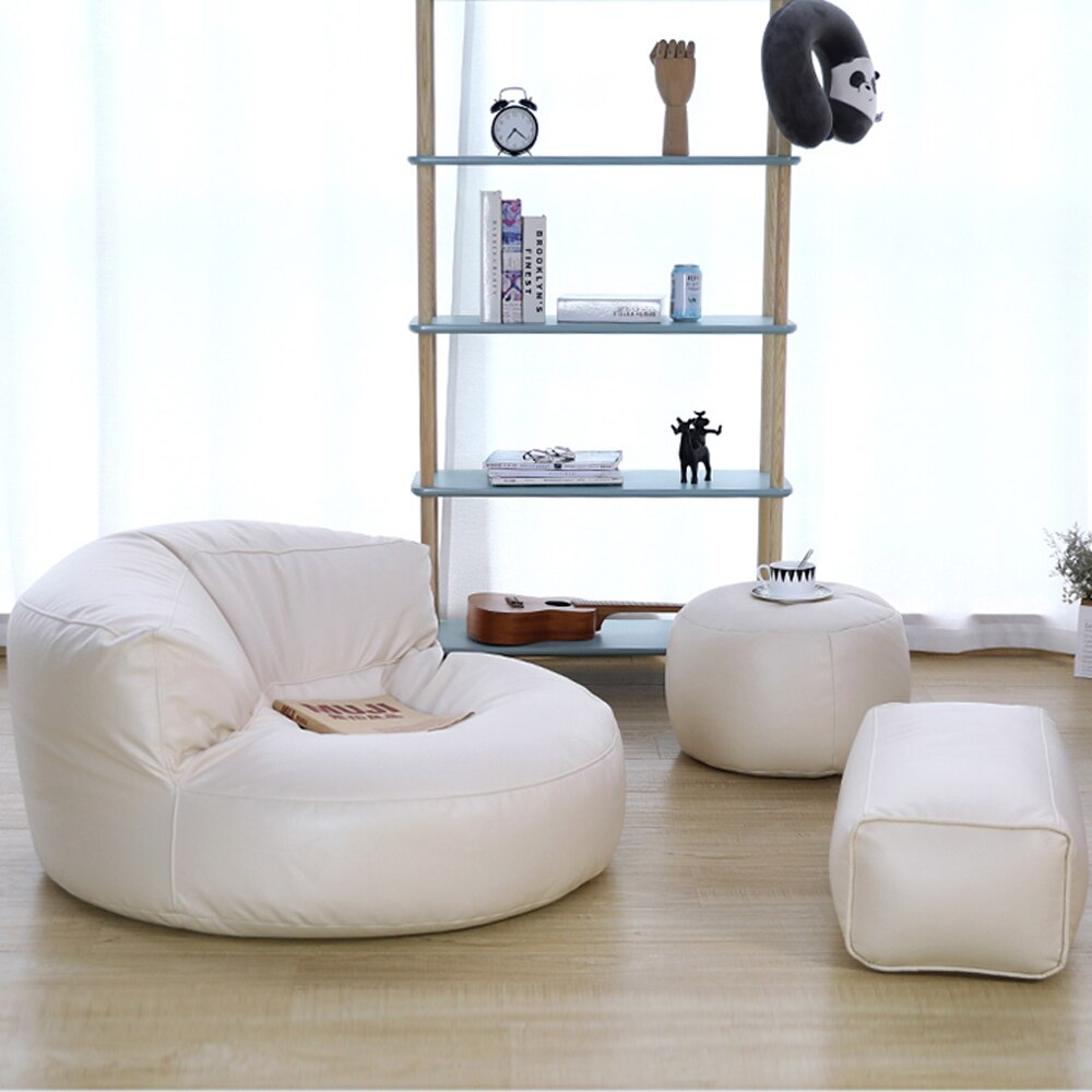 Bean Bag Sofa Set Cover No Filler Single Lazy Sofa Chair Recliner Footrest Stool Floor Seat Corner Ottoman Tatami Pouf