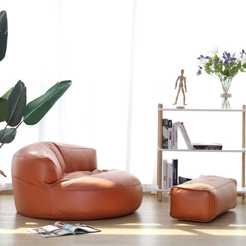 Bean Bag Sofa Set Cover No Filler Single Lazy Sofa Chair Recliner Footrest Stool Floor Seat Corner Ottoman Tatami Pouf