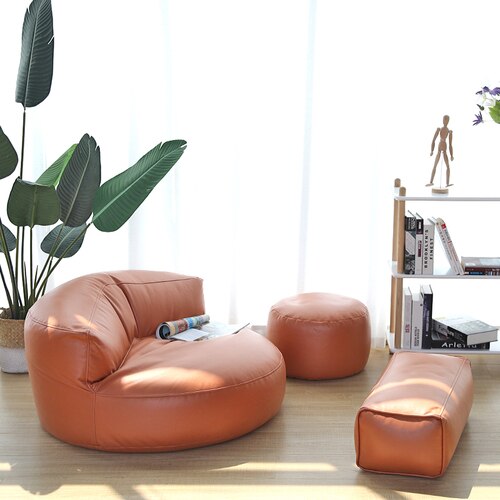 Bean Bag Sofa Set Cover No Filler Single Lazy Sofa Chair Recliner Footrest Stool Floor Seat Corner Ottoman Tatami Pouf