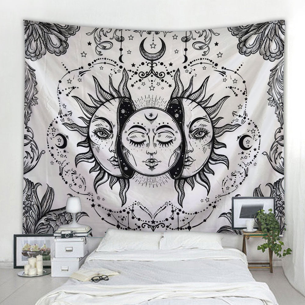 Beautiful psychedelic face printing big wall mounted cheap hippie wall hanging bohemian wall tapestry mandala wall art decoratio