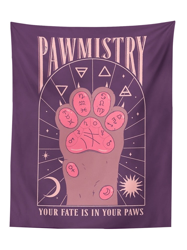 Cat Paws Tapestry Witchcraft Tarot Tapestry Bohemian Style Decoration Home Decoration Hippie Mattress Girls Dorm Room Decor