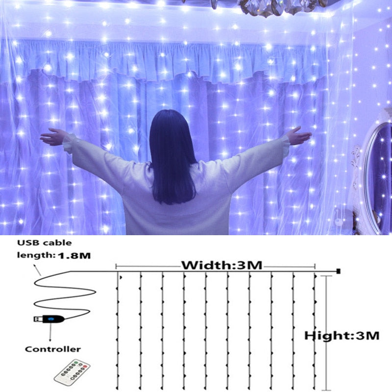 Christmas Decorations for Home 3m Curtain String Light Flash Fairy Garland Home Decor Navidad 2021 Xmas Decoration New Year 2022