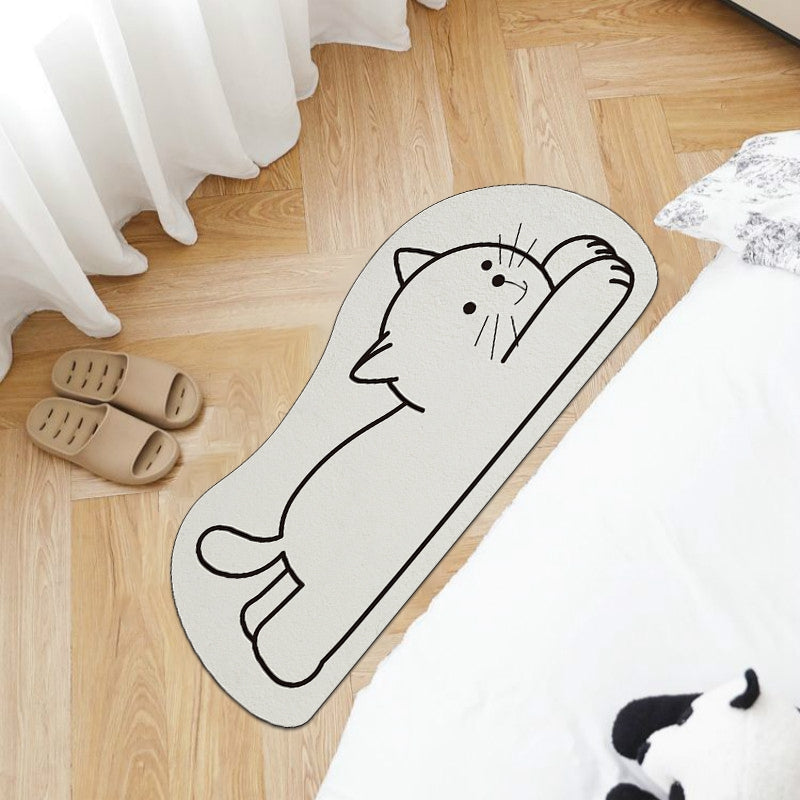 Creative Cat Rug Nordic Cartoon Carpet for Bedroom Non-slip Bedside Area Rug Cute Soft Floor Mat for Living Room Table Mat Decor