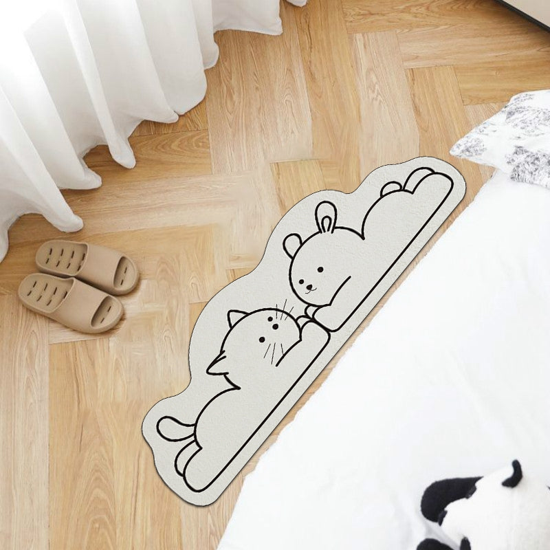 Creative Cat Rug Nordic Cartoon Carpet for Bedroom Non-slip Bedside Area Rug Cute Soft Floor Mat for Living Room Table Mat Decor