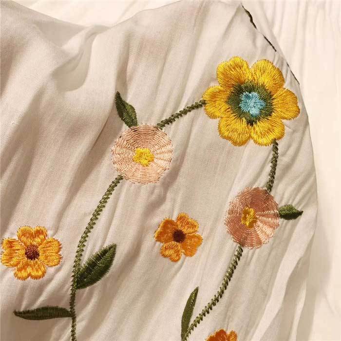 Casual Embroidery Off The Shoulder Ruffle Dress