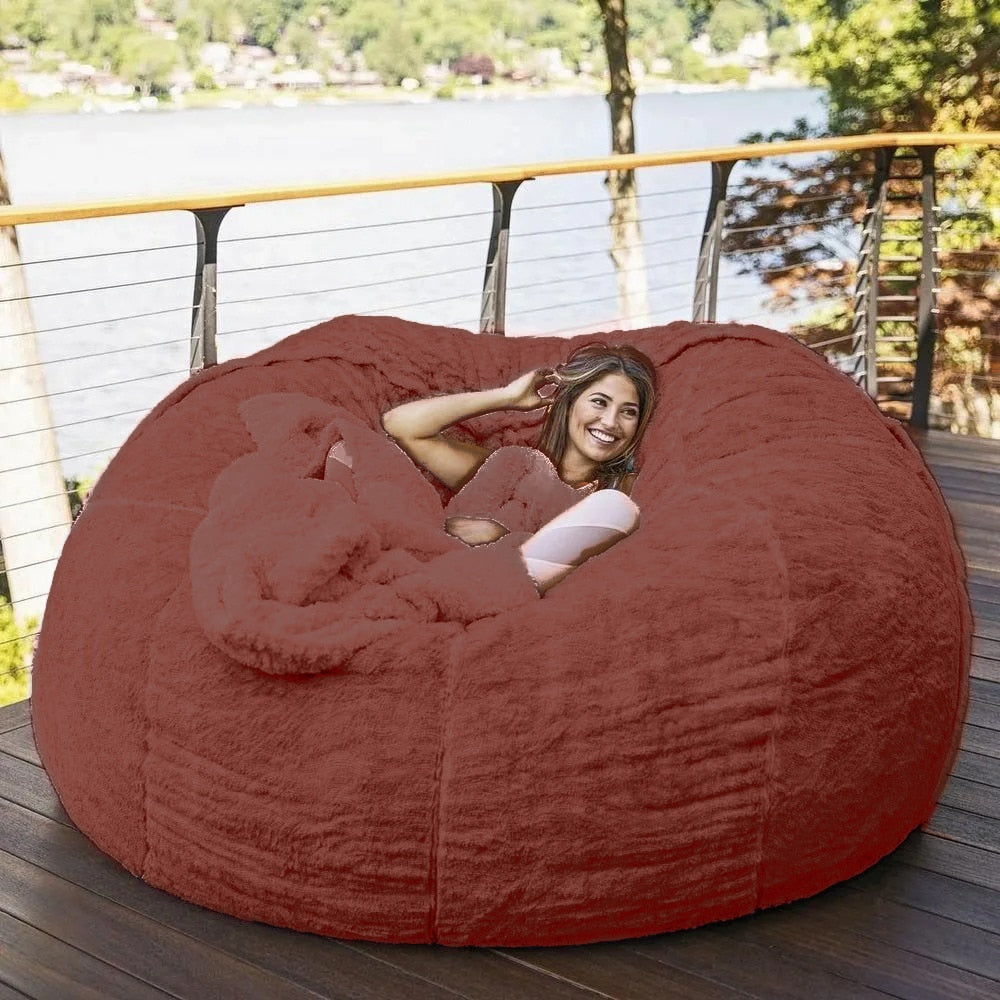 183cm Fur Giant Removable Washable Bean Bag Bed Cover Comfortable Living Room Furniture Lazy Sofa Coat