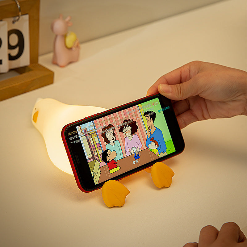 Duck Nightlights Led Night Light Rechargeable Cartoon Silicone Lamp Patting Switch Children Kid Bedroom Decoration Birthday Gift