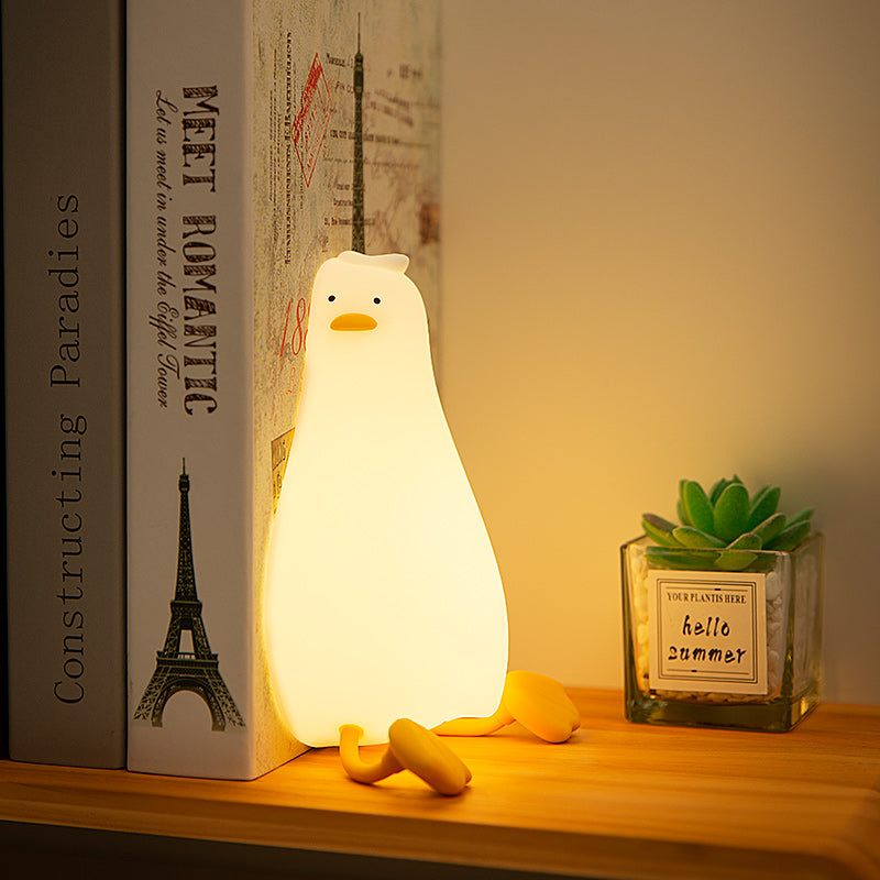 Duck Nightlights Led Night Light Rechargeable Cartoon Silicone Lamp Patting Switch Children Kid Bedroom Decoration Birthday Gift