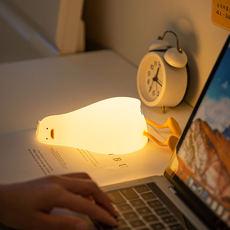 Duck Nightlights Led Night Light Rechargeable Cartoon Silicone Lamp Patting Switch Children Kid Bedroom Decoration Birthday Gift