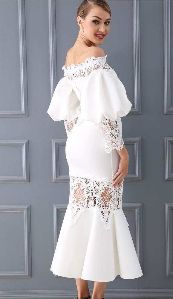 Off Shoulder Mermaid Bodycon Evening Party Midi Dress