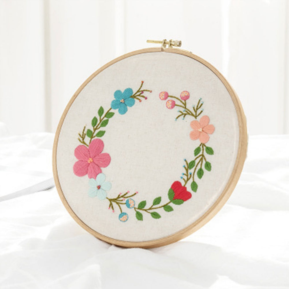 DIY Embroidery Starter Kit With European Pattern and Instructions Cross Stitch Set Flowers Plant Stamped Embroidery Kits With Hoops