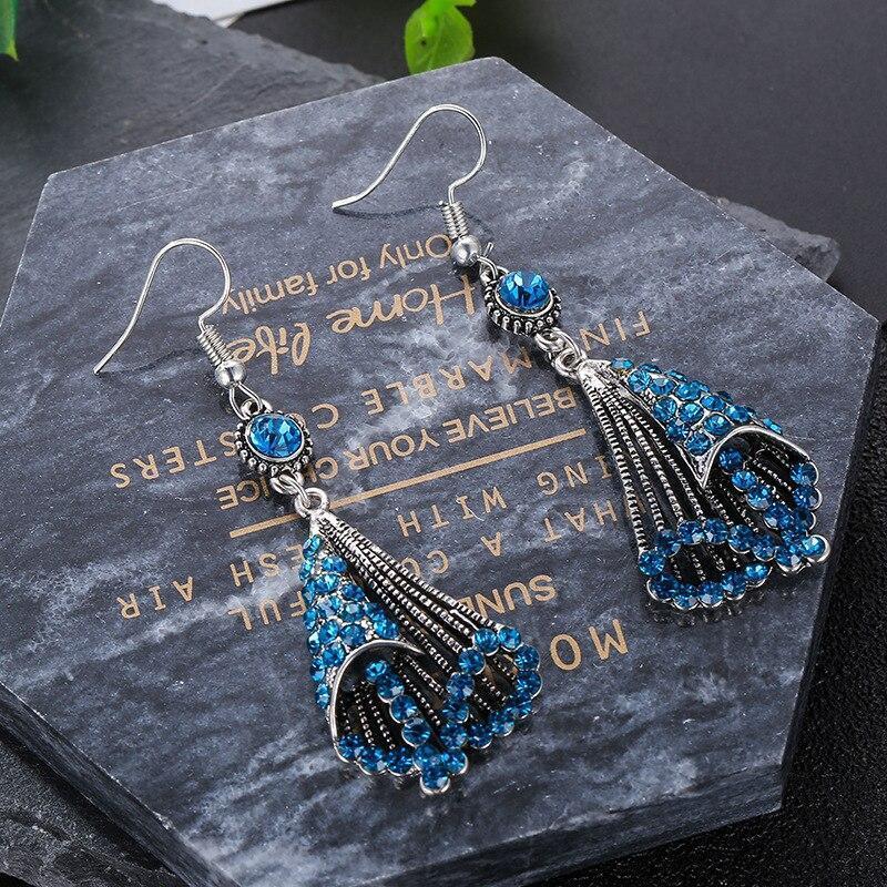 National Wind Restoring Ancient Ways Alloy Set Auger Hollow Out Fashion Ladies Earrings Jewelry