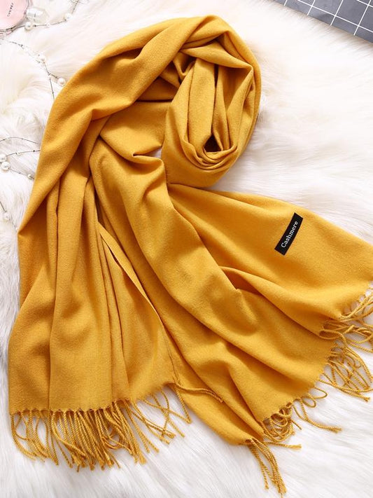 Winter Solid Color Warm Long Imitation Cashmere Shawls Scarf