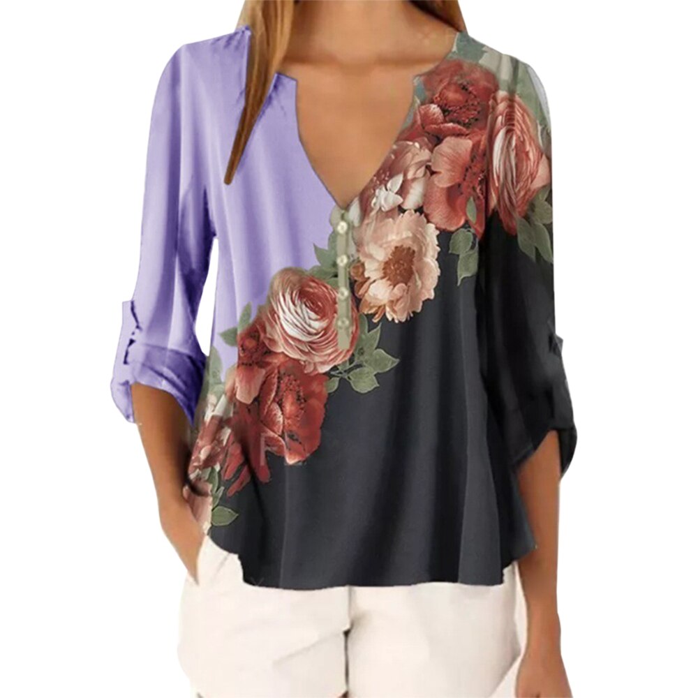 Fashion Flowers Ladies Graphic Plants Floral Print T -shirts