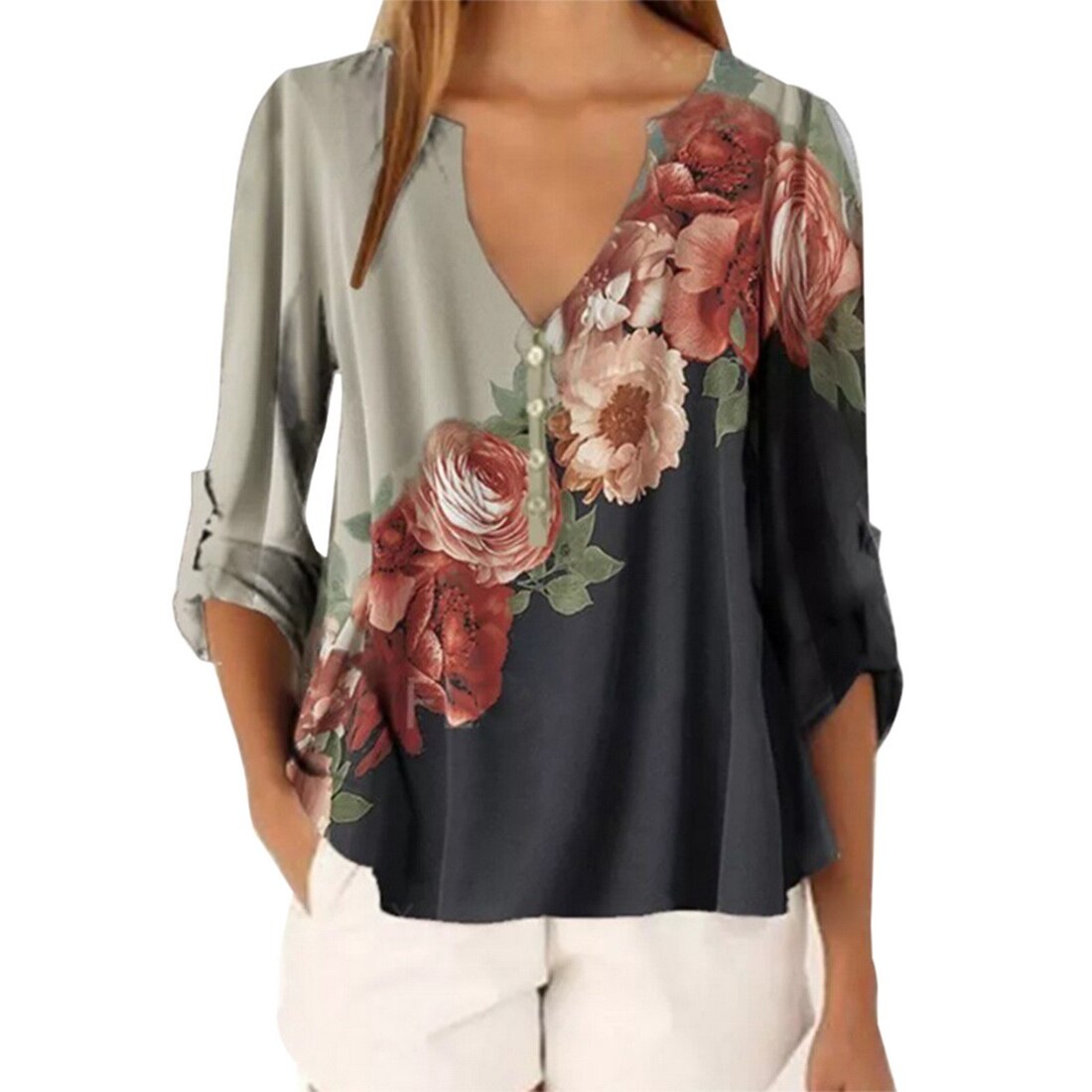 Fashion Flowers Ladies Graphic Plants Floral Print T -shirts