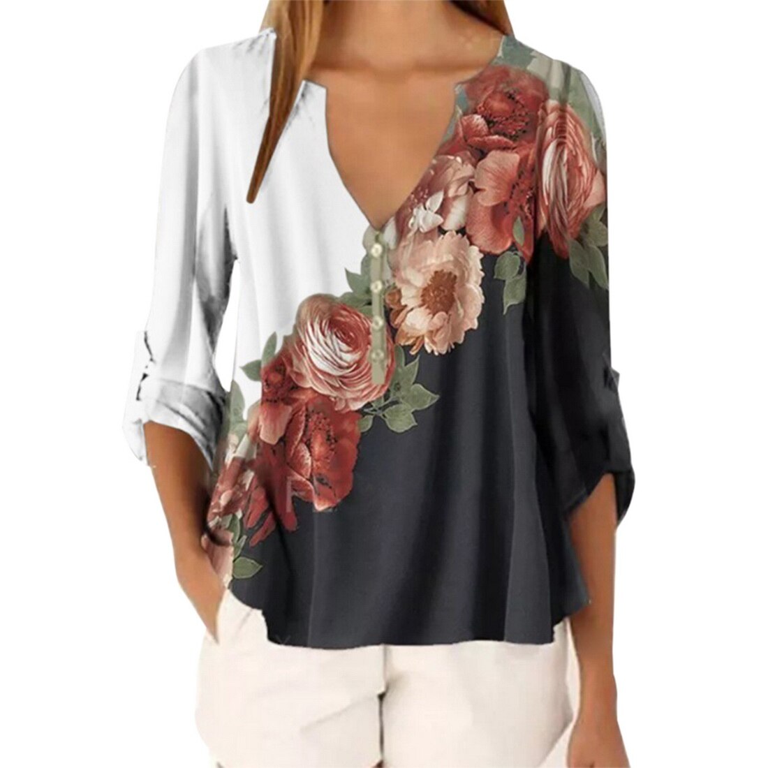 Fashion Flowers Ladies Graphic Plants Floral Print T -shirts