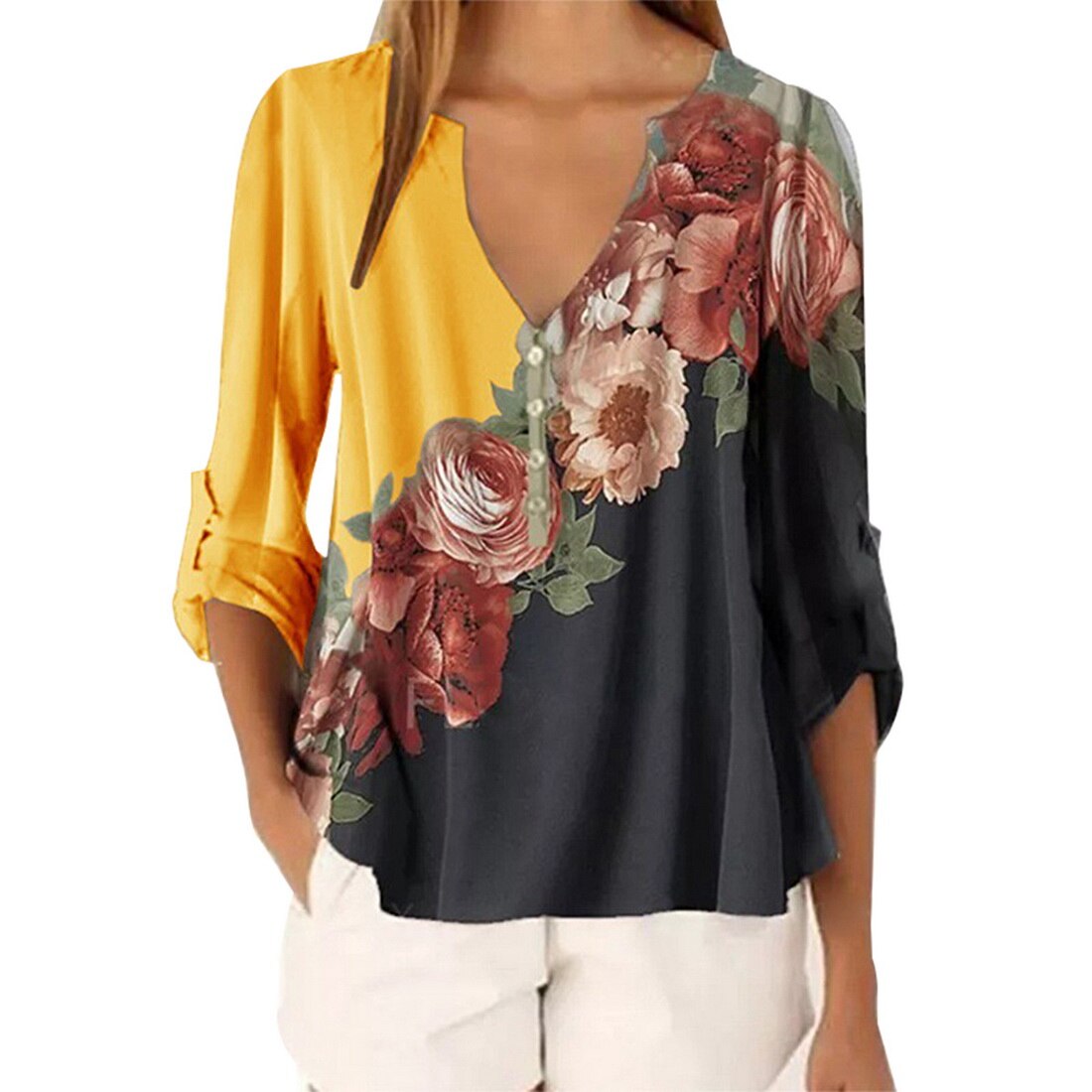 Fashion Flowers Ladies Graphic Plants Floral Print T -shirts