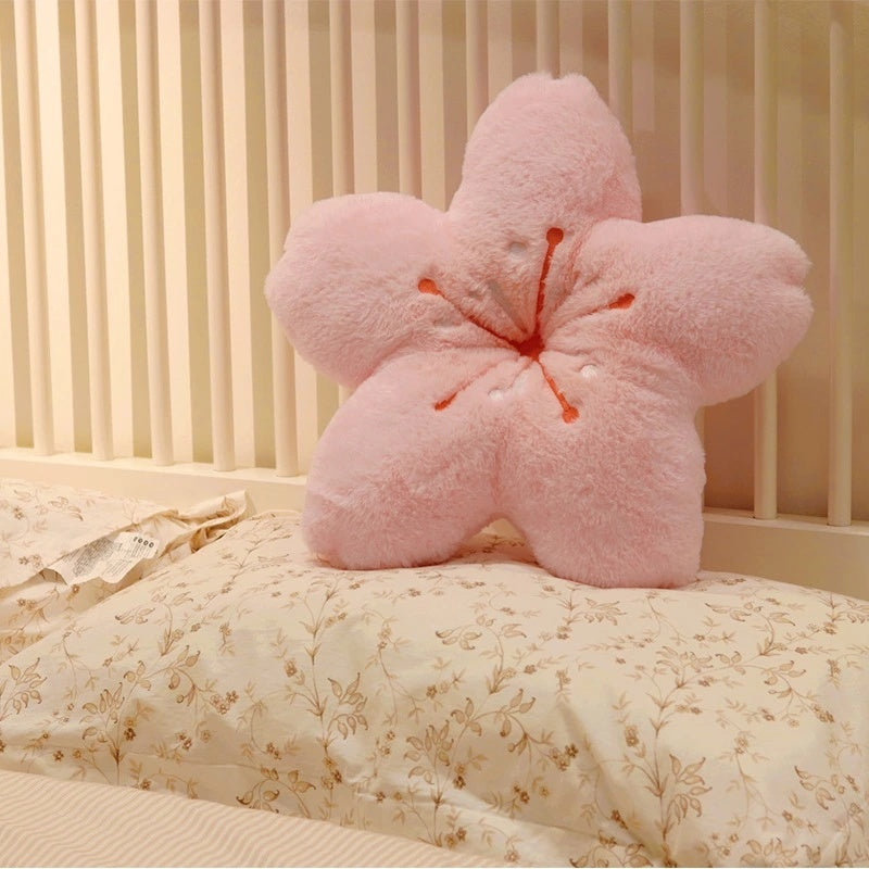 Cherry blossoms Stuffed Flower Plush Cushion Girly Room Decor Sunflower Pillow Pink Flower for Girls Bedroom Seat Pillow