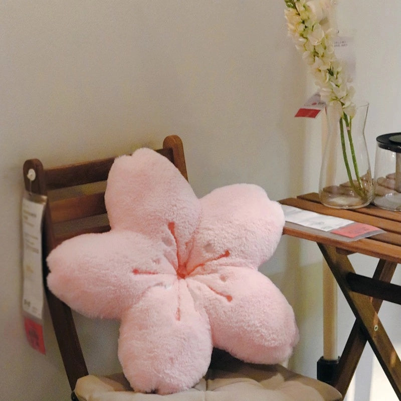 Cherry blossoms Stuffed Flower Plush Cushion Girly Room Decor Sunflower Pillow Pink Flower for Girls Bedroom Seat Pillow