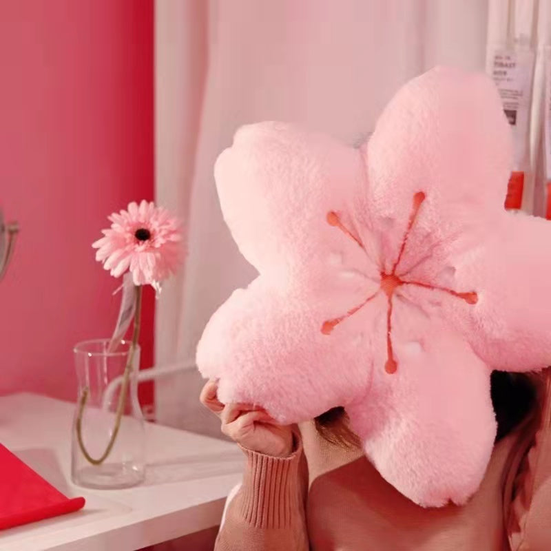 Cherry blossoms Stuffed Flower Plush Cushion Girly Room Decor Sunflower Pillow Pink Flower for Girls Bedroom Seat Pillow