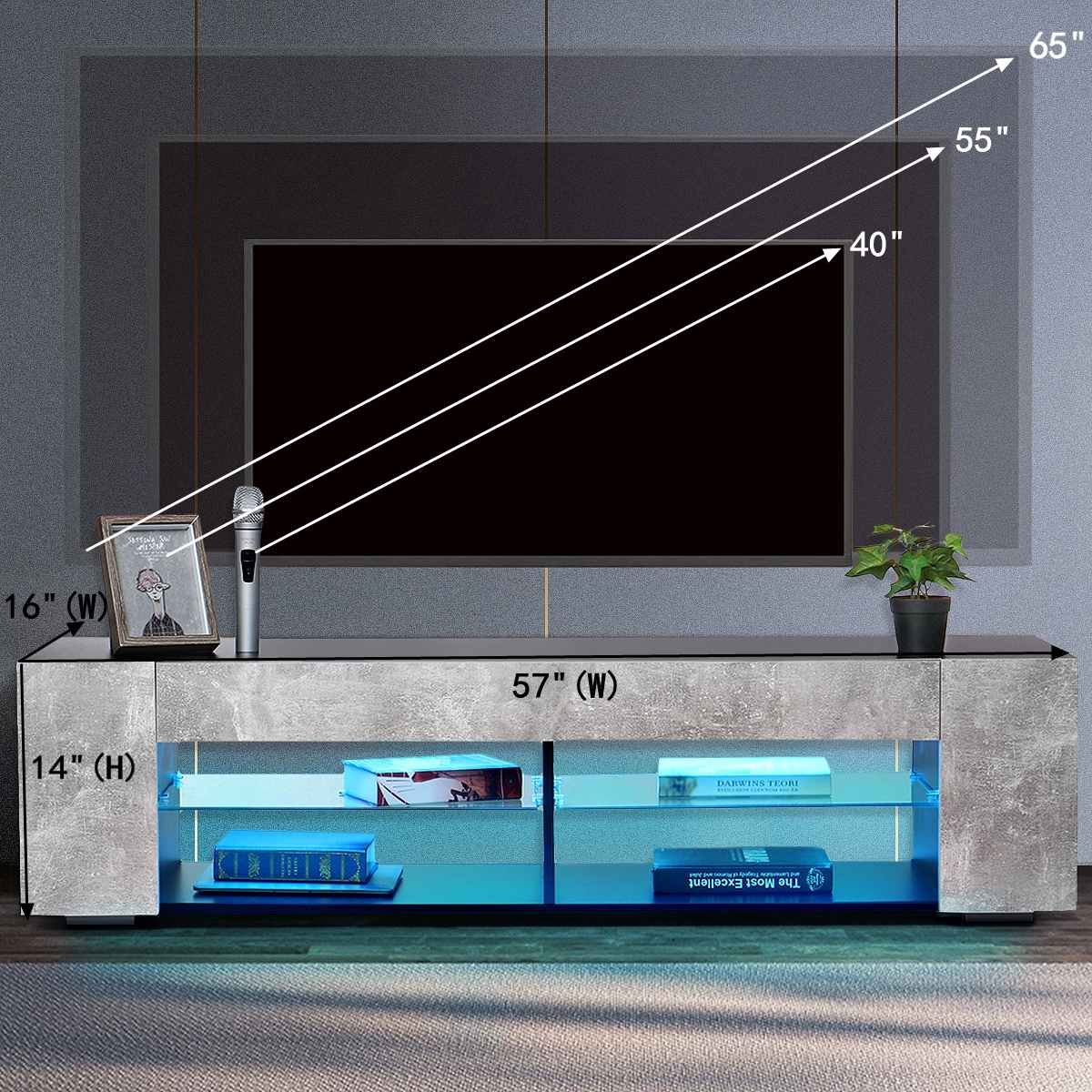 Modern RGB LED TV Stands With 2 Side Cabinet Storage Organizer Home Living Room Furniture Light Luxury TV Tables TV Unit Bracket