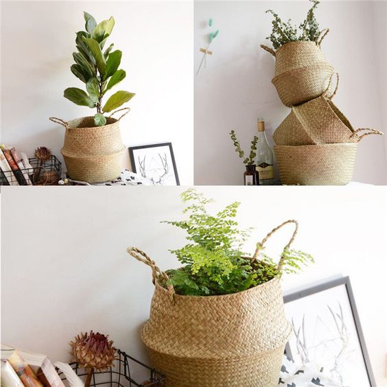 Seaweed Wicker Basket Rattan Hanging Flowerpot Flowerpot Dirty Clothes Dirty Clothes Basket Storage Basket   WF1015