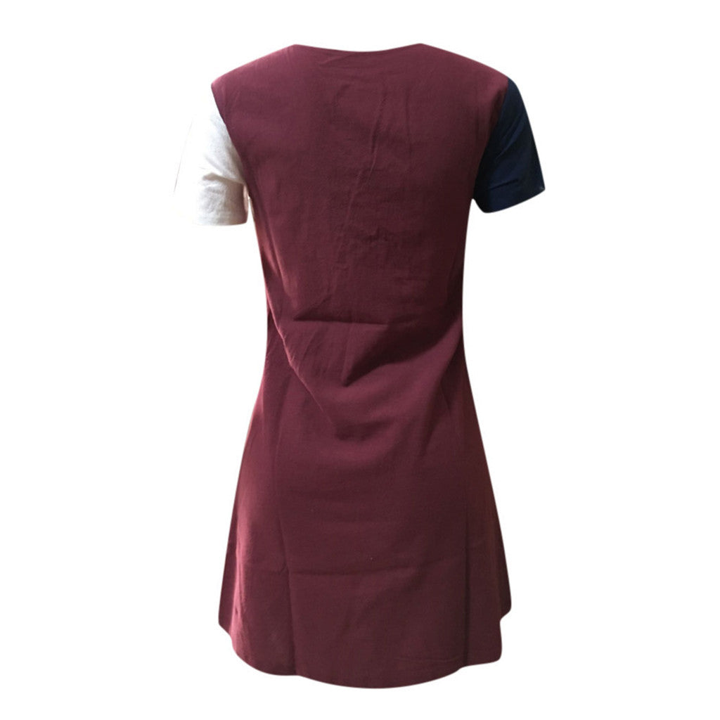 Fashion Geometric Women Casual Short Sleeve Vintage Elegant Dresses