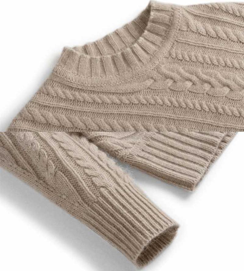 Knitted Sweater Women Long-Sleeves Pullover Loose Twist Thickening Ladies Top Solid Color Round Neck Pull Oversize Femme