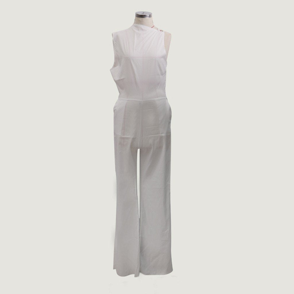 Fashion rompers womens jumpsuit OL Elegant Plain Wide Leg One Shoulder Long Playsuit Jumpsuit combinaison femme