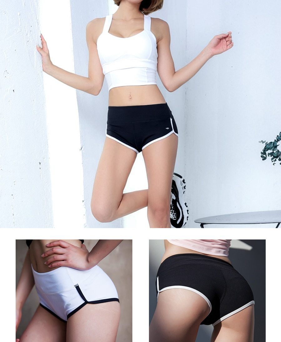 BESGO Sexy Exercise Shorts Women Slim Mini length Fold-over Waistband Pilates Running Yoga Shorts Push Up Sports Clothing