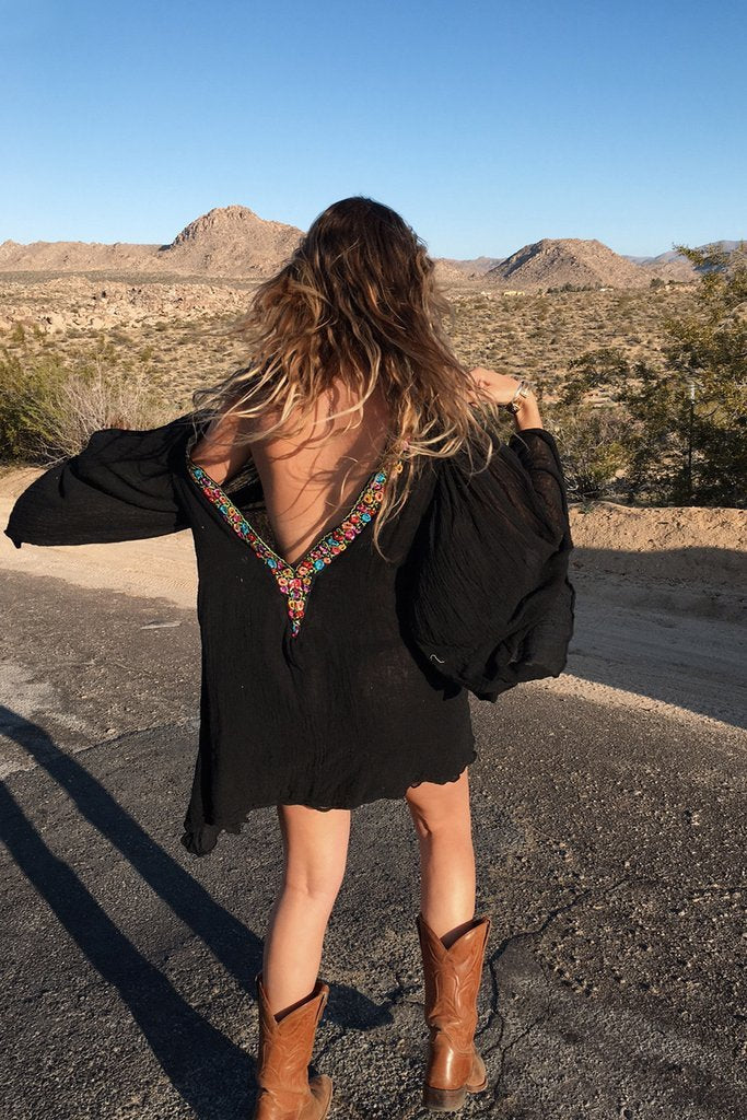 Boho Backless Hippie Loose Summer Beach Mini Dress