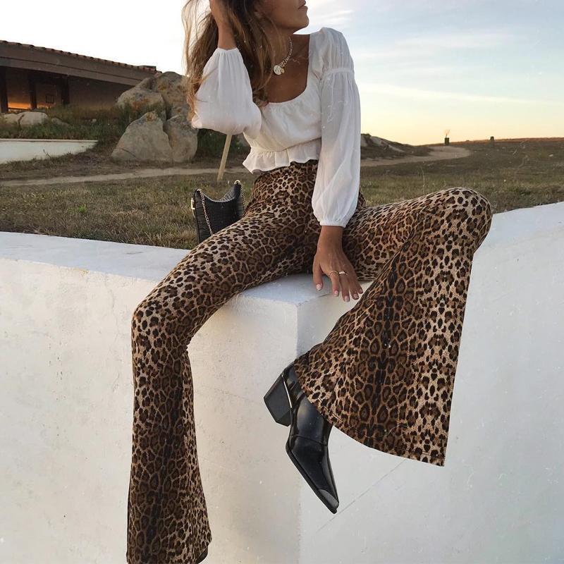 Sexy Leopard Print High Waist Flare Pants