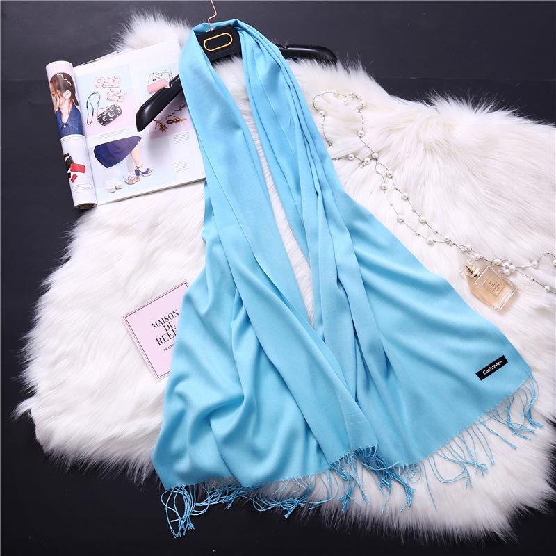 Winter Solid Color Warm Long Imitation Cashmere Shawls Scarf