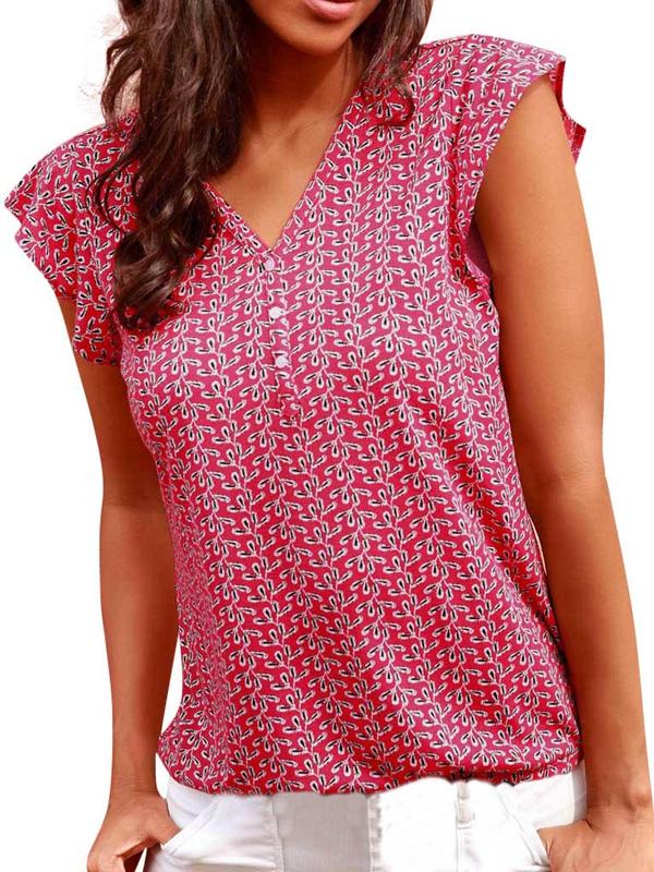 Womens V Neck Red Tank Top Casual Vest Sleeveless Printed Tank Summer Top