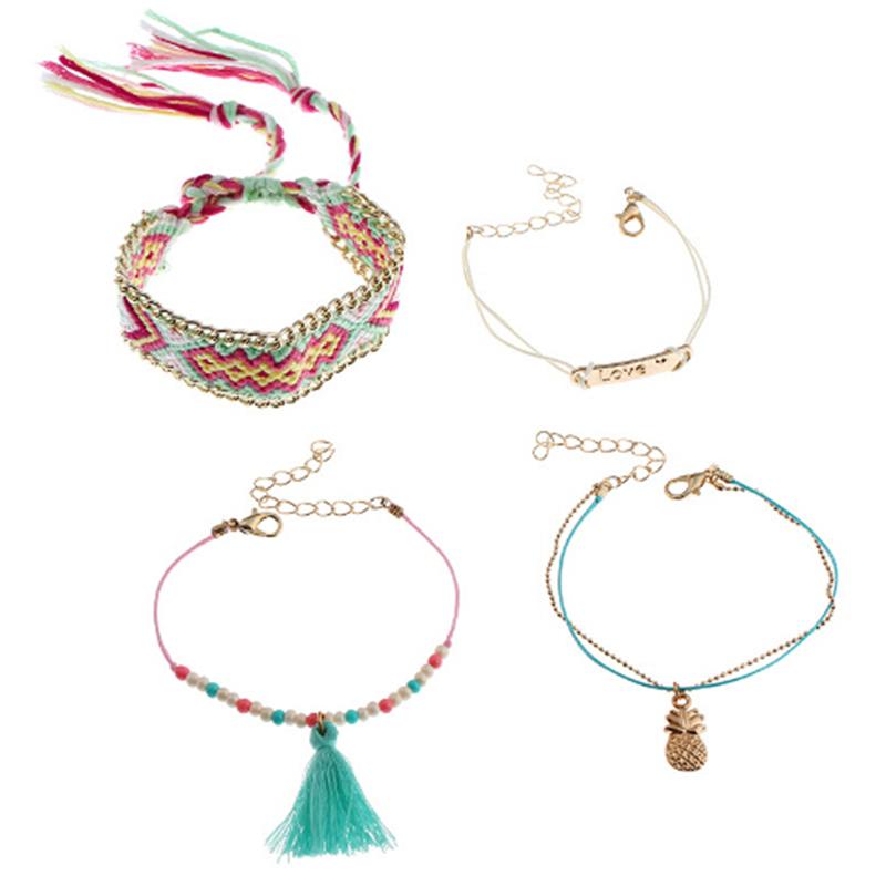 Fashion Tassel Bracelet Colorful Braided Bohemian Bracelets Set