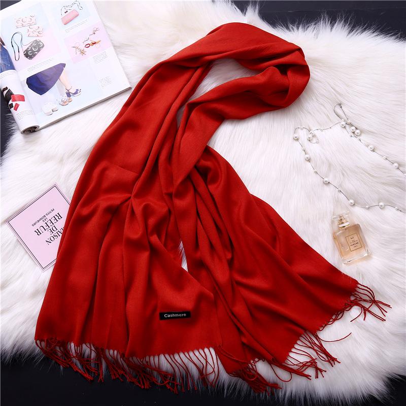 Winter Solid Color Warm Long Imitation Cashmere Shawls Scarf