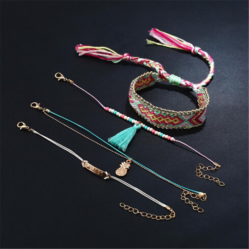 Fashion Tassel Bracelet Colorful Braided Bohemian Bracelets Set