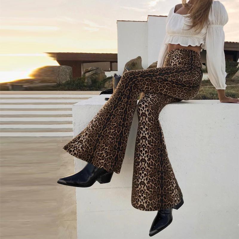 Sexy Leopard Print High Waist Flare Pants