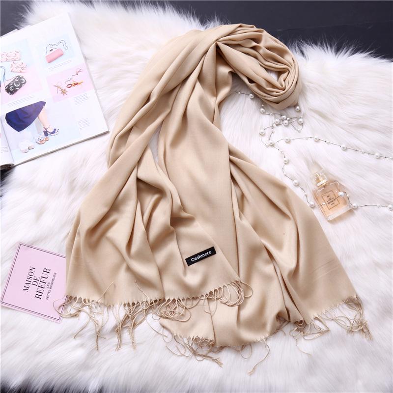 Winter Solid Color Warm Long Imitation Cashmere Shawls Scarf