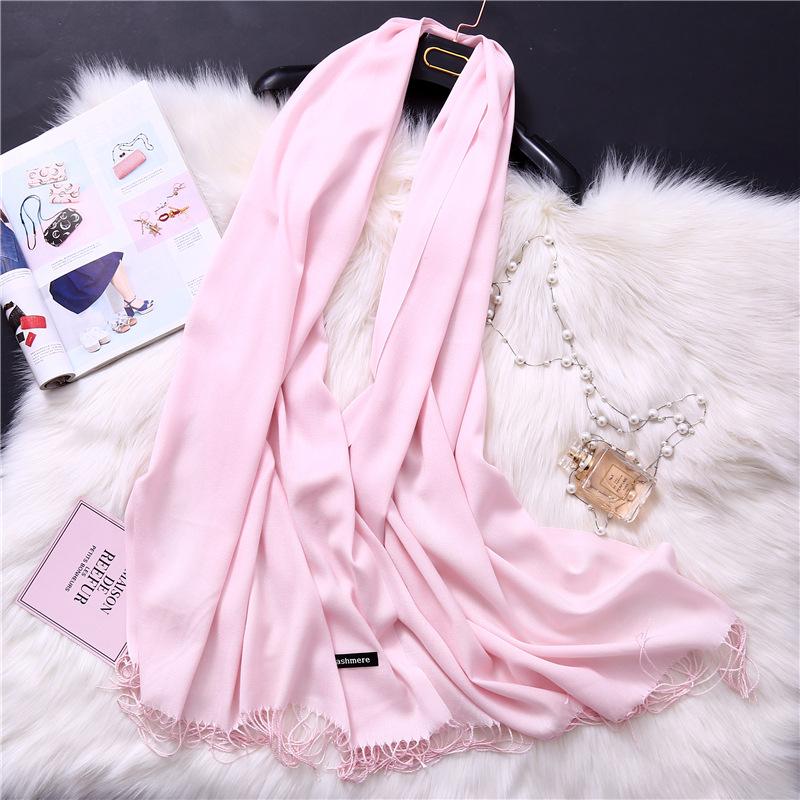 Winter Solid Color Warm Long Imitation Cashmere Shawls Scarf