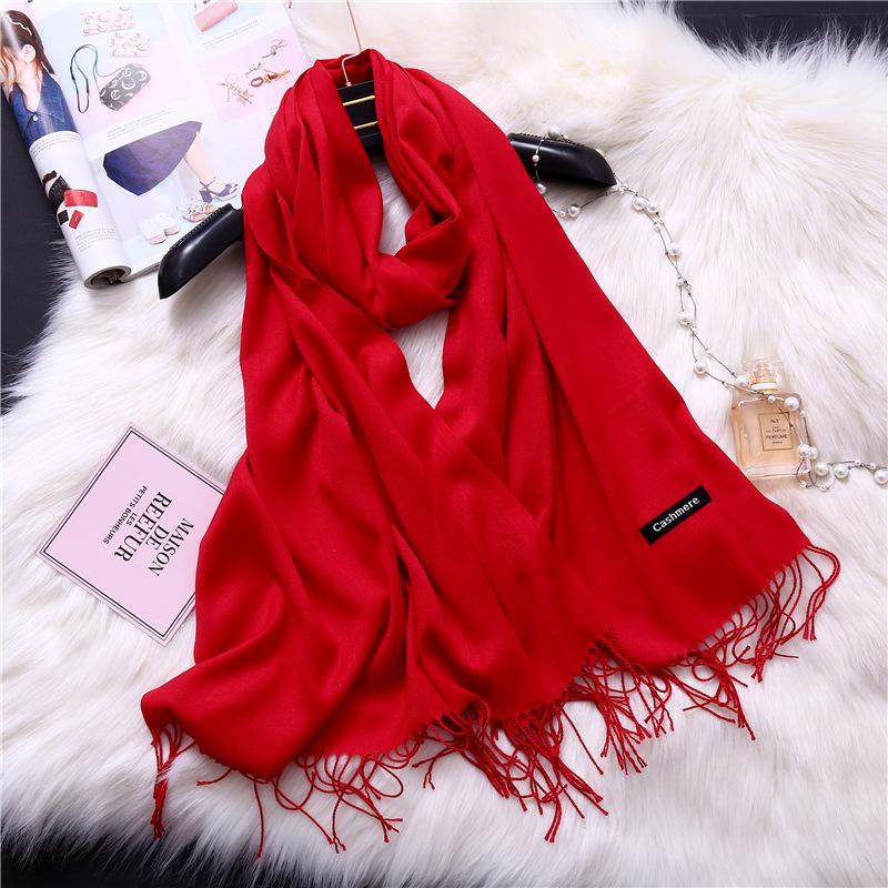 Winter Solid Color Warm Long Imitation Cashmere Shawls Scarf