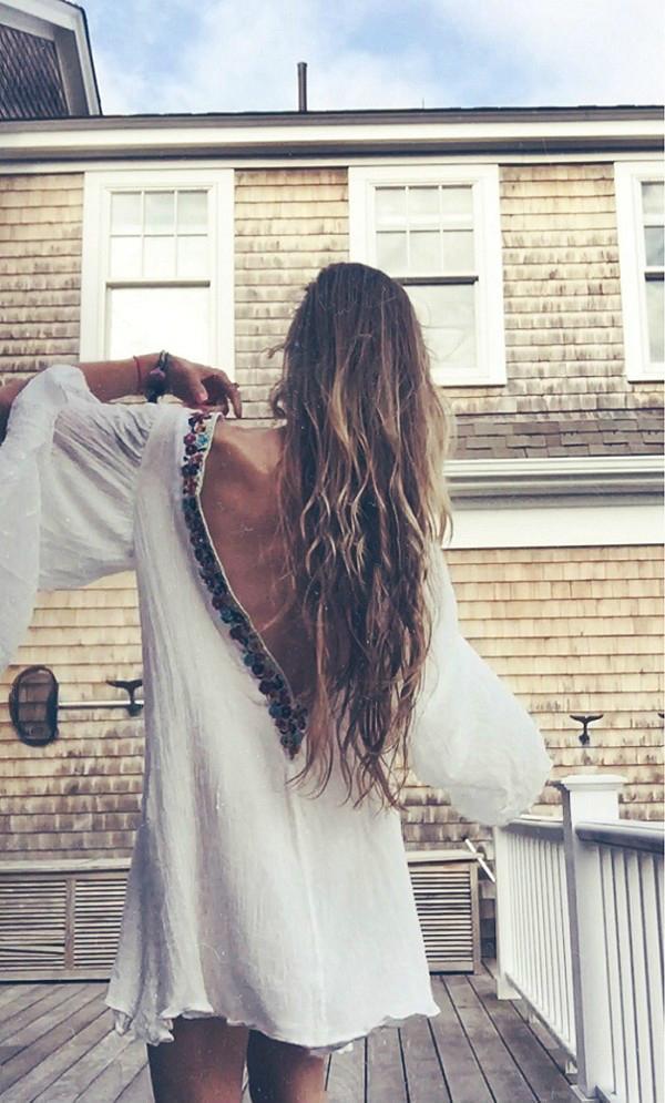 Boho Backless Hippie Loose Summer Beach Mini Dress