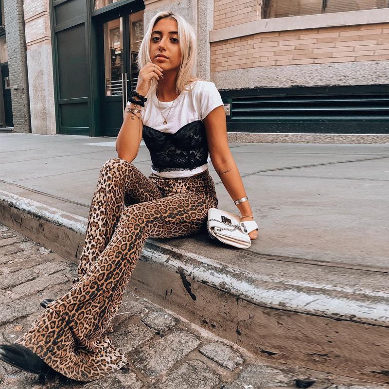 Sexy Leopard Print High Waist Flare Pants