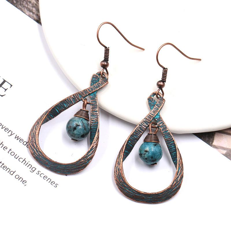 Vintage Water Drop Stone Dangle Earrings For Women