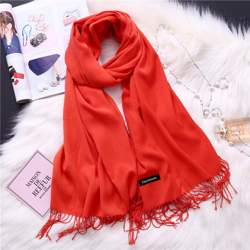 Winter Solid Color Warm Long Imitation Cashmere Shawls Scarf