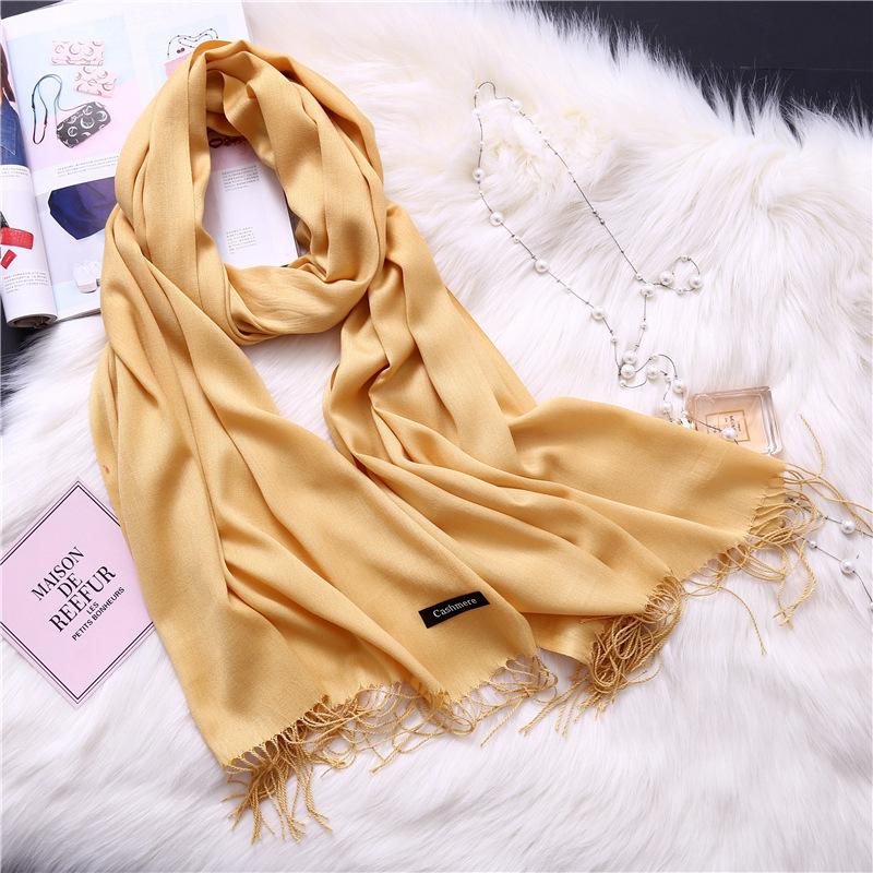 Winter Solid Color Warm Long Imitation Cashmere Shawls Scarf