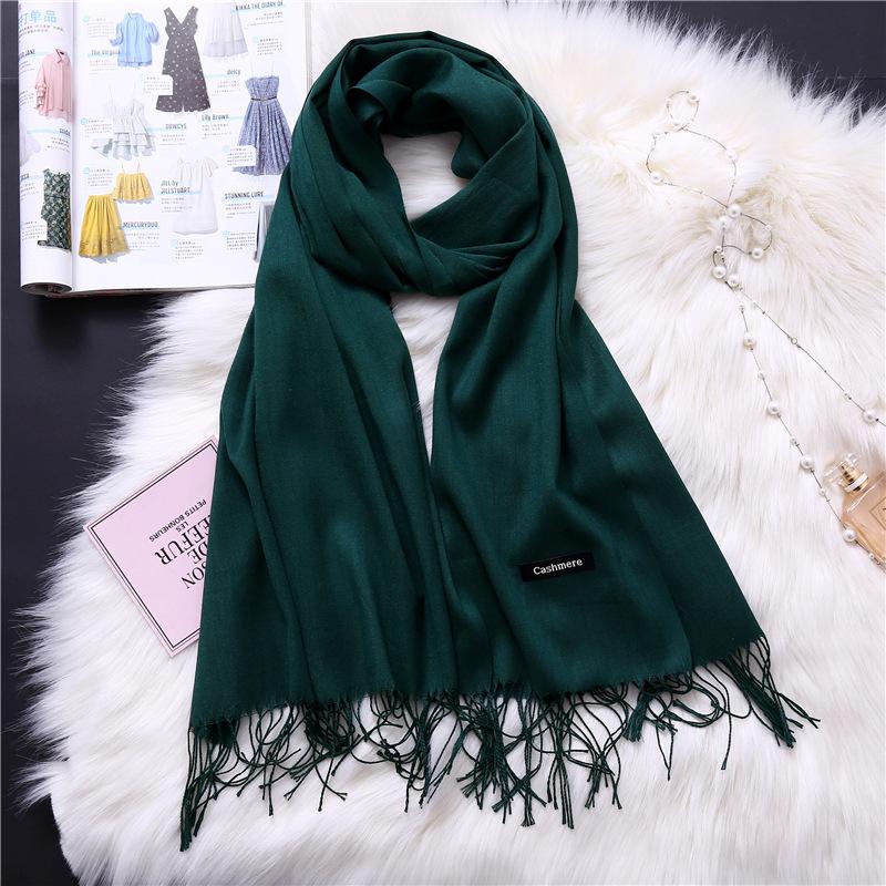 Winter Solid Color Warm Long Imitation Cashmere Shawls Scarf